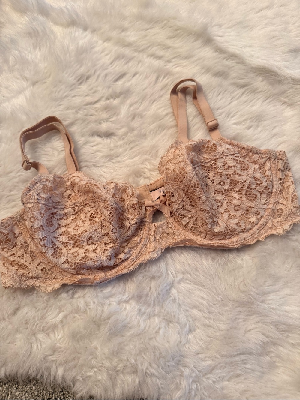 VS Nude Lace Unlined Demi Bra